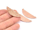 Gül Altın Yarım Ay, 1 Gül Altın Kaplama Pirinç Balık Pulu Dokulu Yarım Daire Kolye, 2 Halka (43x13,5 mm) E405