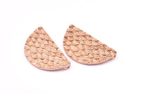 Gül Altın Yarım Ay, 1 Gül Altın Kaplama Pirinç Balık Pulu Dokulu Yarım Daire Kolye 2 Halka (33,5x18 mm) E403 Q0301