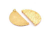 Altın Yarım Ay, 1 Altın Kaplama Pirinç Balık Pulu Dokulu Yarım Daire Kolye 2 Döngülü (33,5x18 mm) E403 Q0301