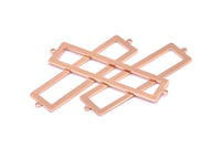 Rose Gold Rectangle Connector, 2 Rose Gold Plated Brass Rectangle Connectors With 2 Loops (57x14x1mm) E124