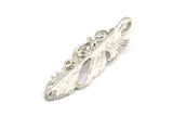 Gümüş Tüy Kolye, 1 Gümüş Tonlu Tüy Tılsımı, Tüy Kolyeler (46x14mm) N0185
