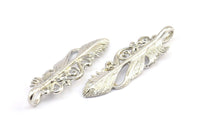 Gümüş Tüy Kolye, 1 Gümüş Tonlu Tüy Tılsımı, Tüy Kolyeler (46x14mm) N0185
