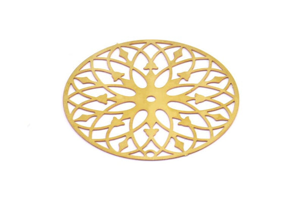 Brass Earring Charm ,6 Raw Brass Ethnic Motif Earring Charms, Findings (35mm) E419