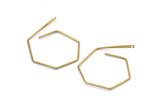 Brass Hexagon Earring, 10 Raw Brass Wire Hexagon Earring Charms With 1 Hole, Pendants, Findings (30x30x1mm) E549