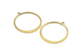 Brass Round Earring, 6 Raw Brass Round Earring Charms With 1 Loop and 3 Holes , Pendants, Findings (40mm) E547