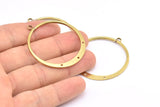 Brass Round Earring, 6 Raw Brass Round Earring Charms With 1 Loop and 3 Holes , Pendants, Findings (40mm) E547