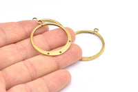 Brass Round Earring, 6 Raw Brass Round Earring Charms With 1 Loop and 3 Holes , Pendants, Findings (30mm) E546