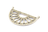 Ethnic Sun Pendant, 2 Antique Silver Plated Brass Semi Circle Pendant With 2 Loops (38x22x1mm) BS 1944 H1346