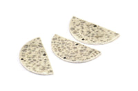 Hammered Half Moon, 2 Hammered Antique Silver Plated Brass Semi Circle Blanks with 2 Holes (30x15x1.2mm) N0340 H0004