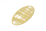 Brass Earring Charm , 4 Raw Brass Textured Oval Earring Charms Pendants With 1 Hole, Findings (75x38mm) E488