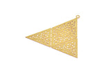 Brass Earring Charm , 6 Raw Brass Textured Triangle/Pyramid Earring Charms With 1 Loop Pendants, Findings (43x47mm) E477