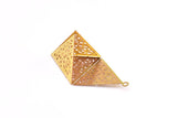 Brass Earring Charm , 6 Raw Brass Textured Triangle/Pyramid Earring Charms With 1 Loop Pendants, Findings (43x47mm) E477