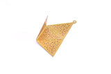 Brass Earring Charm , 6 Raw Brass Textured Triangle/Pyramid Earring Charms With 1 Loop Pendants, Findings (43x47mm) E477