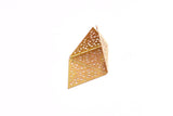 Brass Earring Charm , 6 Raw Brass Textured Triangle/Pyramid Earring Charms With 1 Loop Pendants, Findings (43x47mm) E477