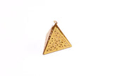 Brass Earring Charm , 6 Raw Brass Textured Triangle/Pyramid Earring Charms With 1 Loop Pendants, Findings (43x47mm) E477