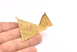 Brass Earring Charm , 6 Raw Brass Textured Triangle/Pyramid Earring Charms With 1 Loop Pendants, Findings (43x47mm) E477