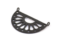 Ethnic Sun Pendant, 2 Oxidized Brass Black Semi Circle Pendant With 2 Loops (38x22x1mm) BS 1944 H1346