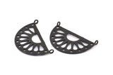 Ethnic Sun Pendant, 2 Oxidized Brass Black Semi Circle Pendant With 2 Loops (38x22x1mm) BS 1944 H1346