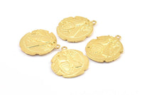 Altın Madeni Para Kolye, 1 Halkalı 1 Altın Kaplama Pirinç Madeni Para Kolye, Küpe Parçaları, Tılsımlar (26x2,4 mm) U021