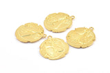 Altın Madeni Para Kolye, 1 Halkalı 1 Altın Kaplama Pirinç Madeni Para Kolye, Küpe Parçaları, Tılsımlar (26x2,4 mm) U021