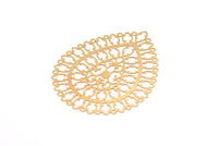 Gold Earring Charm ,2 Gold Plated Brass Ethnic Motif Earring Charms Pendants, Findings (57x45mm) E424