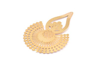Altın Küpe Tılsımı, 2 Altın Kaplama Pirinç Etnik Motifli Küpe Tılsımı, 1 Delikli Kolye Ucu, Bulgular (75x51mm) E499