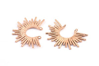 Gül Altın Güneş Kolye, 2 Halkalı 1 Gül Altın Kaplamalı Pirinç Dokulu Güneş Kolye (38x27,5x1,7 mm) E210 Q0533