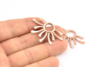 Rose Gold Sun Pendant, 1 Rose Gold Plated Brass Sun Pendants (37.5x24.5x2mm) E206 Q0530