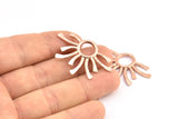 Rose Gold Sun Pendant, 1 Rose Gold Plated Brass Sun Pendants (37.5x24.5x2mm) E206 Q0530