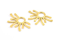 Gold Sun Pendant, 1 Gold Plated Brass Sun Pendants (37.5x24.5x2mm) E206 Q0530