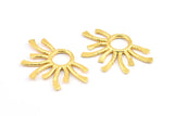 Gold Sun Pendant, 1 Gold Plated Brass Sun Pendants (37.5x24.5x2mm) E206 Q0530
