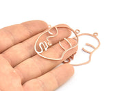 Gül Altın Yüz Şeklinde Charm, 1 Halka, Kolye Ucu, Küpeler ve Bulgularla Birlikte 2 Gül Altın Kaplamalı Pirinç Yüz Şeklinde Charm (46x28x1mm) E022 Q0539