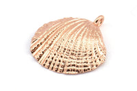 Gül Altın Kabuk Charm, 1 Halkalı Gül Altın Kaplama Pirinç Deniz Kabuğu Charm, Kolye Uçları, Charmlar, Bulgular (27x24,5 mm) E284 Q0538
