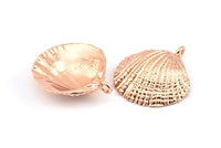 Gül Altın Kabuk Charm, 1 Halkalı Gül Altın Kaplama Pirinç Deniz Kabuğu Charm, Kolye Uçları, Charmlar, Bulgular (27x24,5 mm) E284 Q0538