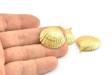 Gold Shell Charm, 1 Gold Plated Brass Sea Shell Charm with 1 Loop, Pendants, Charms, Findings (27x24.5mm) E284 Q0538