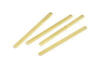 Tiny Bar Pendant, 24 Raw Brass Necklace Bars With 1 Hole (35x2.5x0.80mm) E393