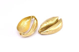 Brass Shell Finding, 1 Raw Brass Cowrie Shell Findings, Pendants, Charms, Earrings, Beads 38-41MM E596