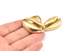 Brass Shell Finding, 1 Raw Brass Cowrie Shell Findings, Pendants, Charms, Earrings, Beads 38-41MM E596
