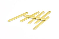 Tiny Bar Pendant, 24 Raw Brass Necklace Bars With 1 Hole (25x2.5x0.80mm) E392
