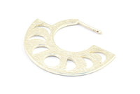 Moon Phases Earring, 2 - 925K Sterling Plated Brass Semi Circle Earrings, Earring Findings (38x30x1.2mm) BS 2069 H1683