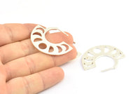 Moon Phases Earring, 2 - 925K Sterling Plated Brass Semi Circle Earrings, Earring Findings (38x30x1.2mm) BS 2069 H1683