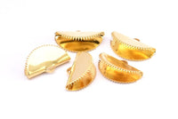 Yarım Ay Kıvrım, 1 Döngülü 6 Altın Kaplama Pirinç Şerit Kıvrım Ucu, Bulgular (20x12mm) E145 Q0571