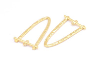 Altın Oval Kolye, 2 Halkalı 2 Altın Kaplama Pirinç Çekiçlenmiş Oval Kolye, Kolye Parçaları (39x23x1,5 mm) BS 1871 Q0584