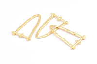 Altın Oval Kolye, 2 Halkalı 2 Altın Kaplama Pirinç Çekiçlenmiş Oval Kolye, Kolye Parçaları (39x23x1,5 mm) BS 1871 Q0584