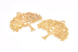 Gold Tree Charm, 1 Gold Plated Brass Tree Charms With 1 Loop, Pendant, Findings (36.5x40x1.2mm) BS 2001 Q0574
