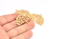 Gold Tree Charm, 1 Gold Plated Brass Tree Charms With 1 Loop, Pendant, Findings (36.5x40x1.2mm) BS 2001 Q0574