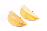 Half Moon Crimp, Gold Plated Brass Textured Ribbon Crimp End With 1 Loop, Findings (36x18mm) BS 2000 Q0575