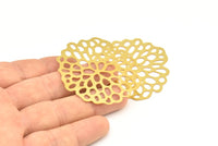 Brass Earring Charm, 4 Raw Brass Leaf Charms Pendants, Findings (52x48mm) E565