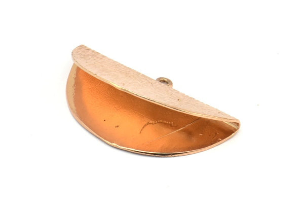 Yarım Ay Kıvrım, Gül Altın Kaplamalı Pirinç Dokulu Şerit Kıvrım Ucu, 1 Döngü, Bulgular (36x18mm) BS 2000 Q0575