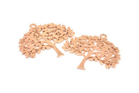 Rose Gold Tree Charm, 1 Rose Gold Plated Brass Tree Charms With 1 Loop, Pendant, Findings (36.5x40x1.2mm) BS 2001 Q0574